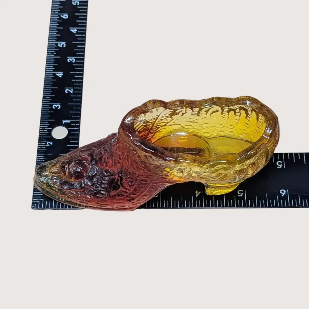 1970s Fenton Amberina Cat Head Glass Shoe